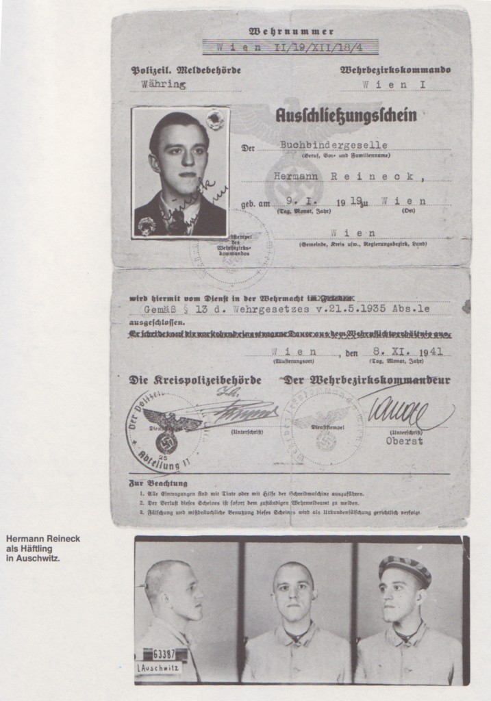 Hermann Reineck als Häftling in Auschwitz